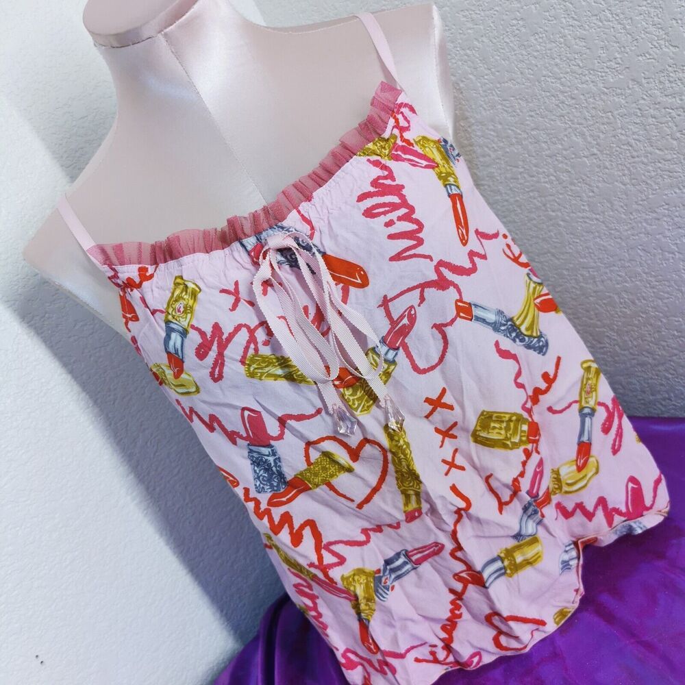 Milk Japan Women's Small Top Pink Party Casual Printed Camisole Gyaru Gal Style